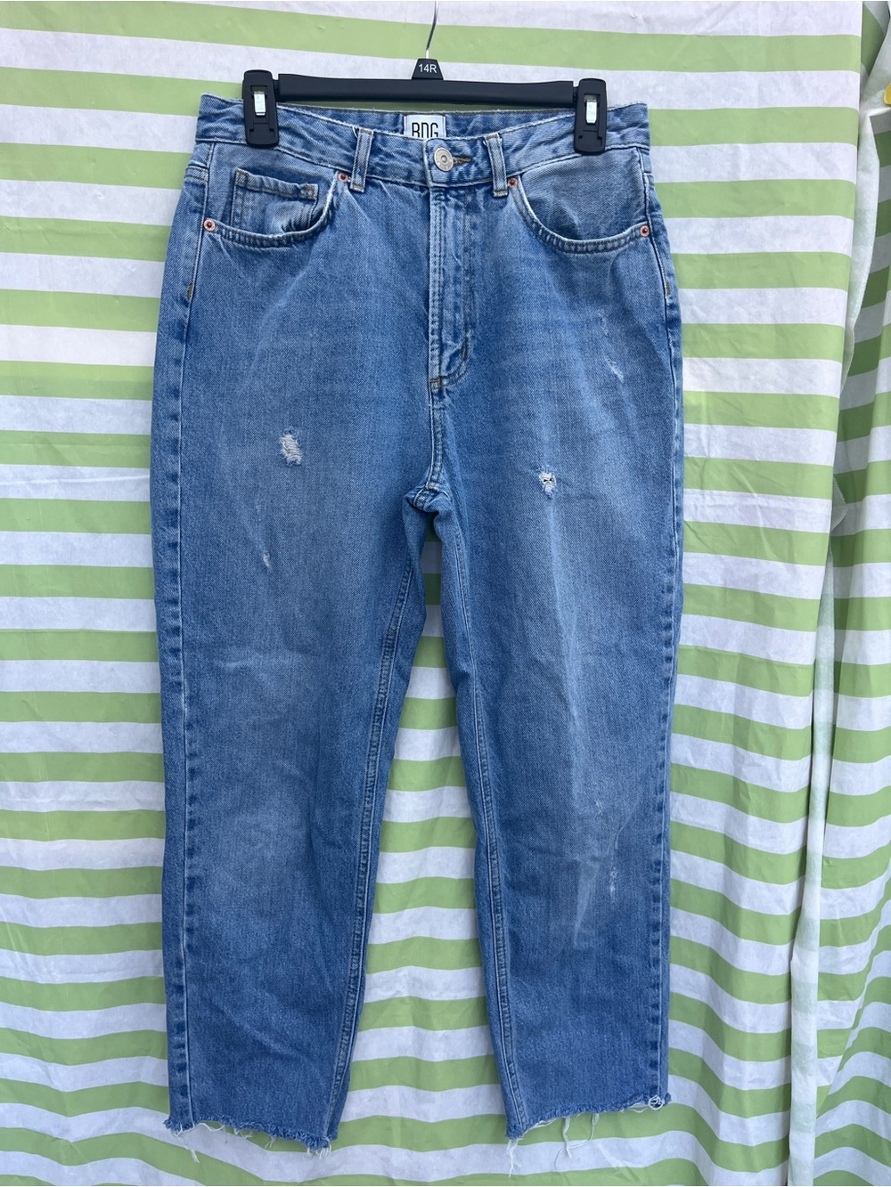 BDG Women's Light Blue Straight-Leg Jeans with Subtle Distress